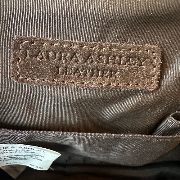 Vintage Laura Ashley Brown Leather Suede & Faux Croc Clasp Handbag - Picture 9 of 11